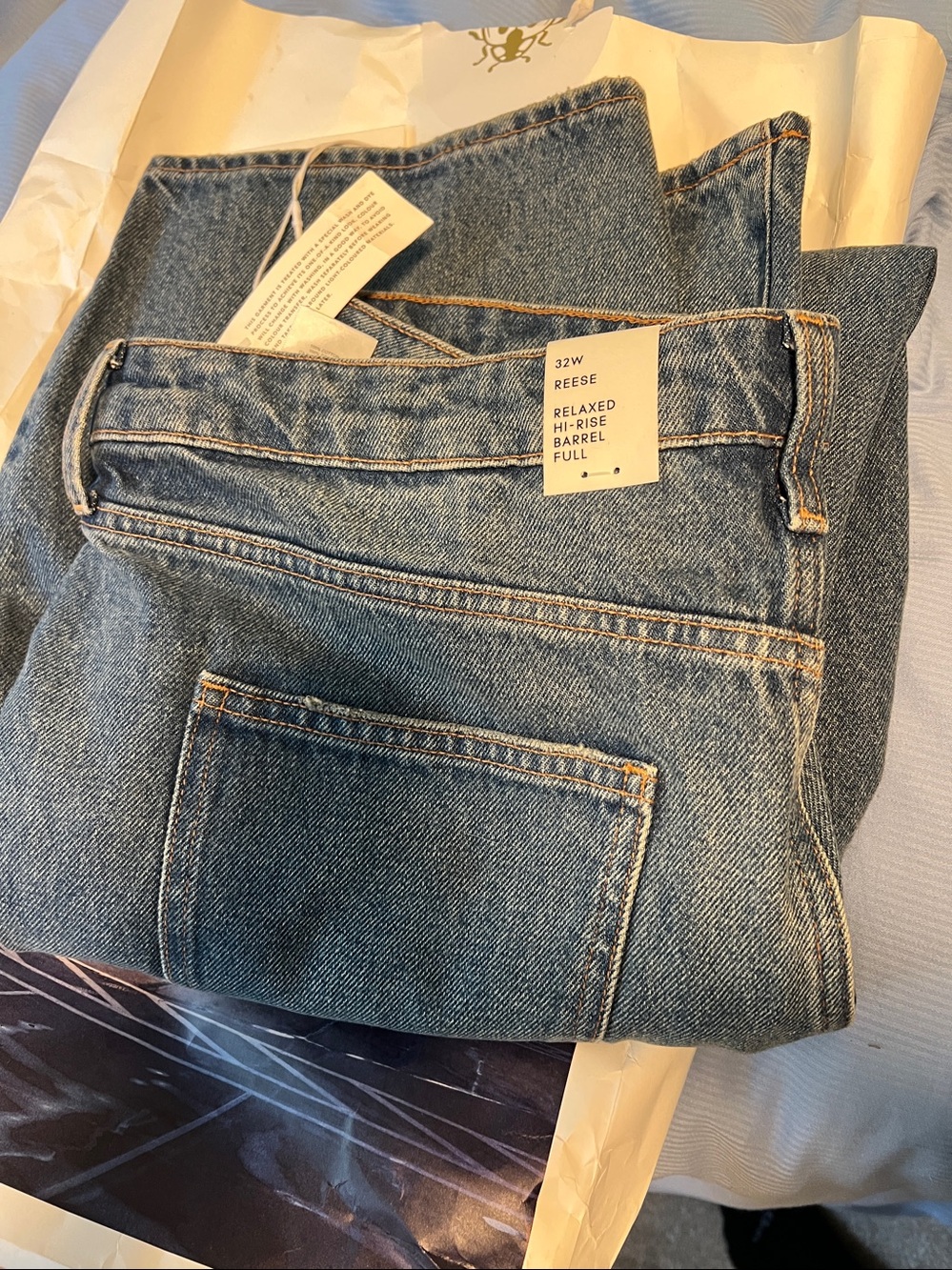 Denim Forum Relaxed Hi-Rise Barrel Jean - Medium Blue